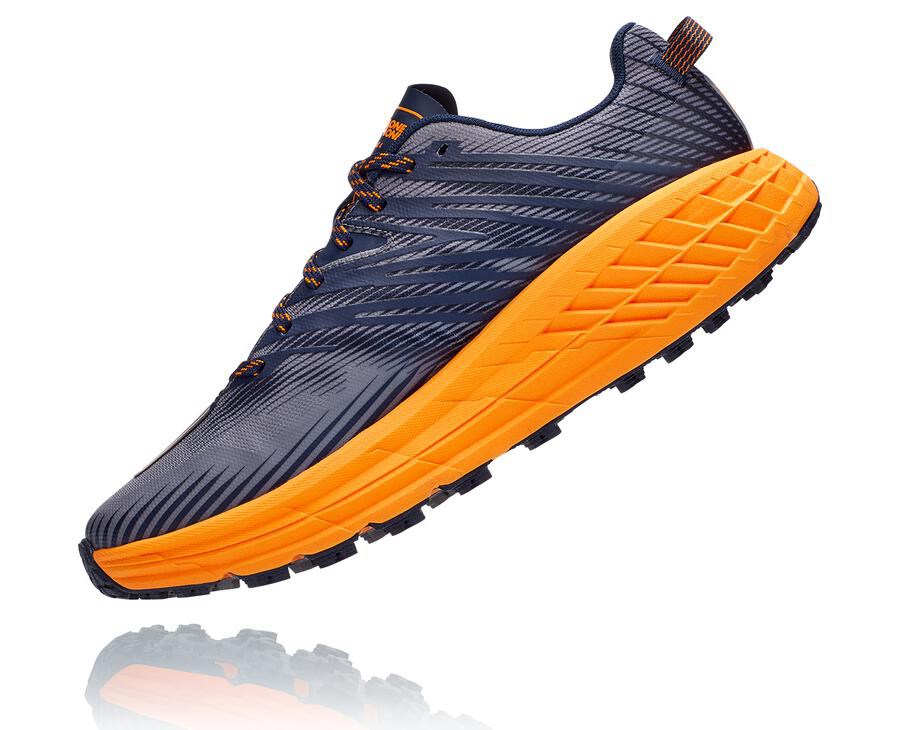 Hoka One One Trail Schoenen Heren - Speedgoat 4 - Blauw/Oranje - CV1359704